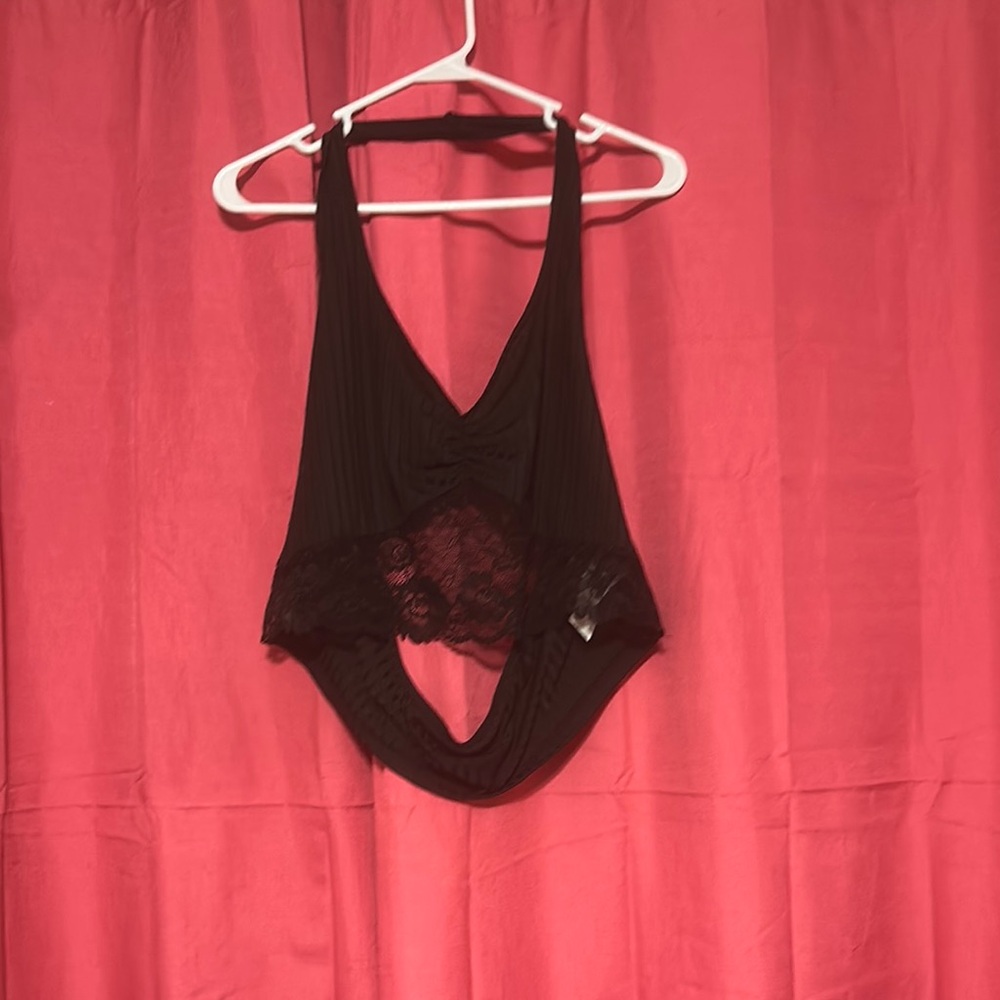 SHEIN Black Lace Detail Top